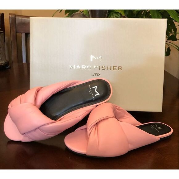 MARC FISHER - 🎉HP🎉 L Sz 5.5 “Ogalia” Pink Puffy Leather Slides. NEW IN BOX - Picture 14 of 16